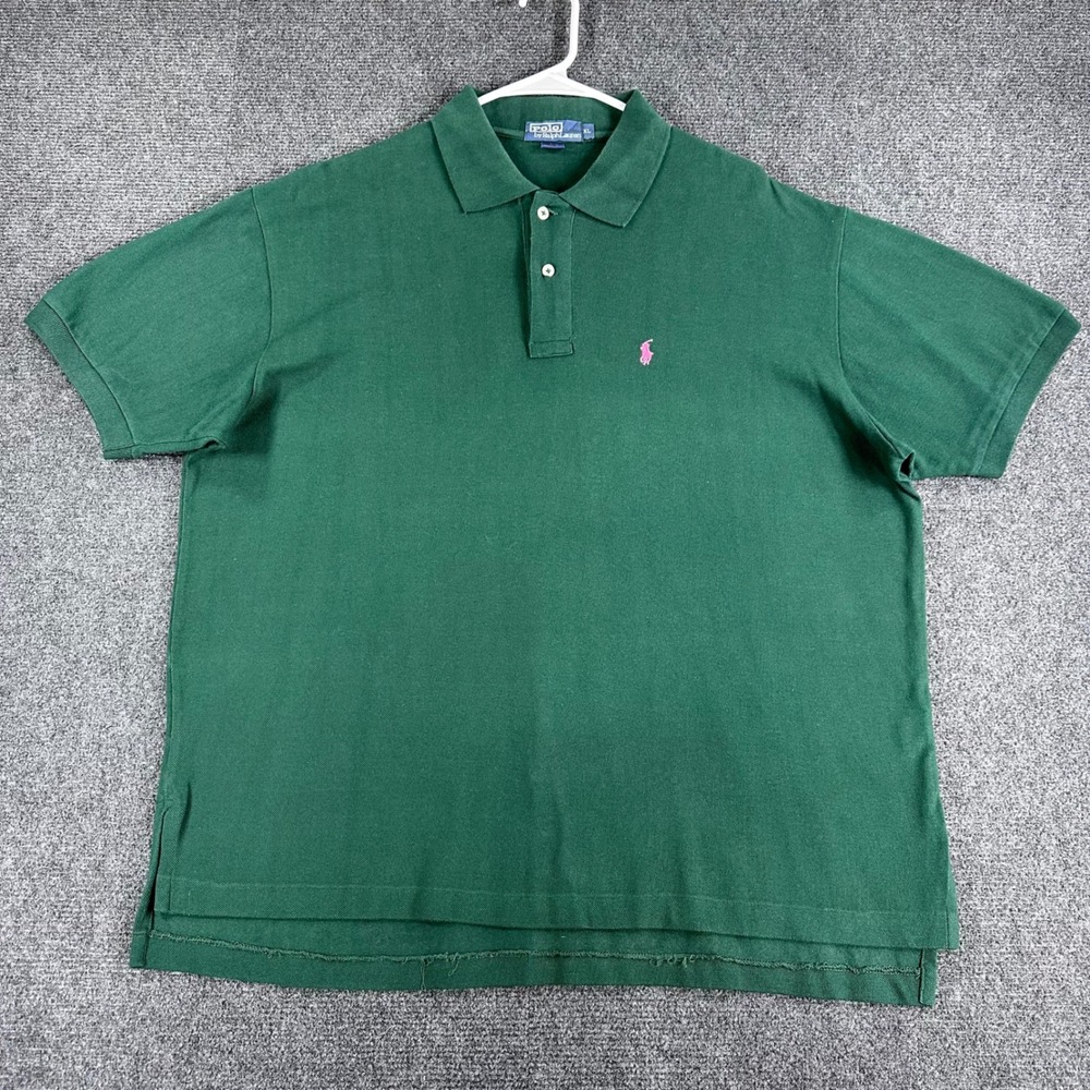 Polo Ralph Lauren Polo Shirt Mens XL Extra Large Green Pink Pony Logo Cotton - Picture 3 of 12